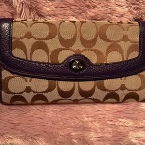Coach wallet, signature and leather trim